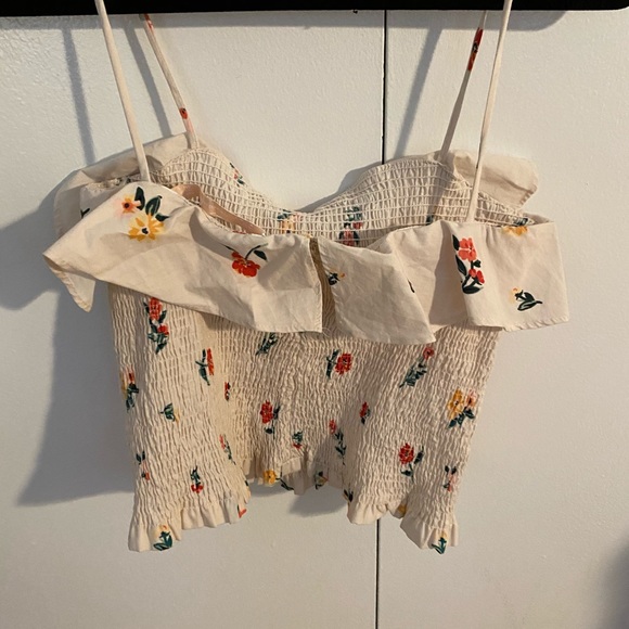 ZARA FLORAL SMOCKED TOP - Picture 6 of 7